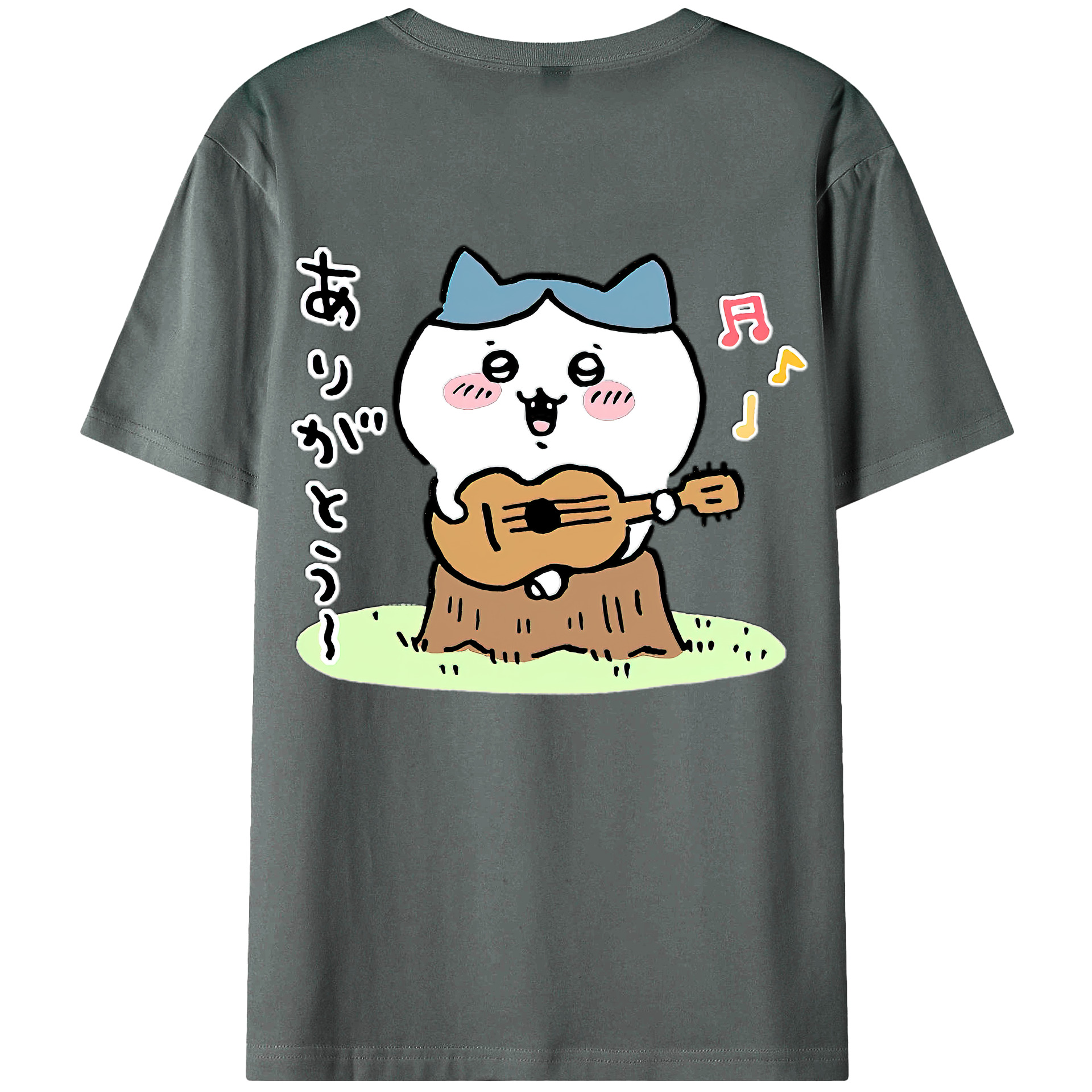 （画像用） ちいかわ ハチワレ Chii-kawa hachiware 綿100％ メンズ半袖Tシャツ（バックプリント） 通気性